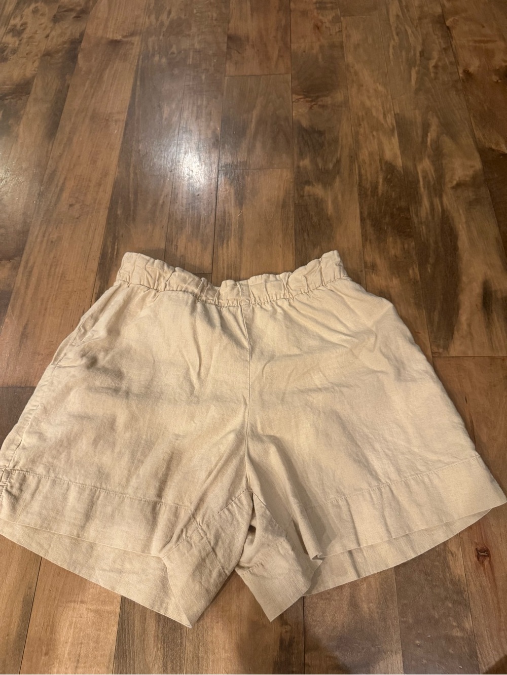 GAP Cream Drawstring Linen-Blend Shorts